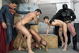 Allen King, Dario Beck, Massimo Piano, Paddy O'Brian, Topher DiMaggio in Batman Vs Superman: A Gay XXX Parody by Men
